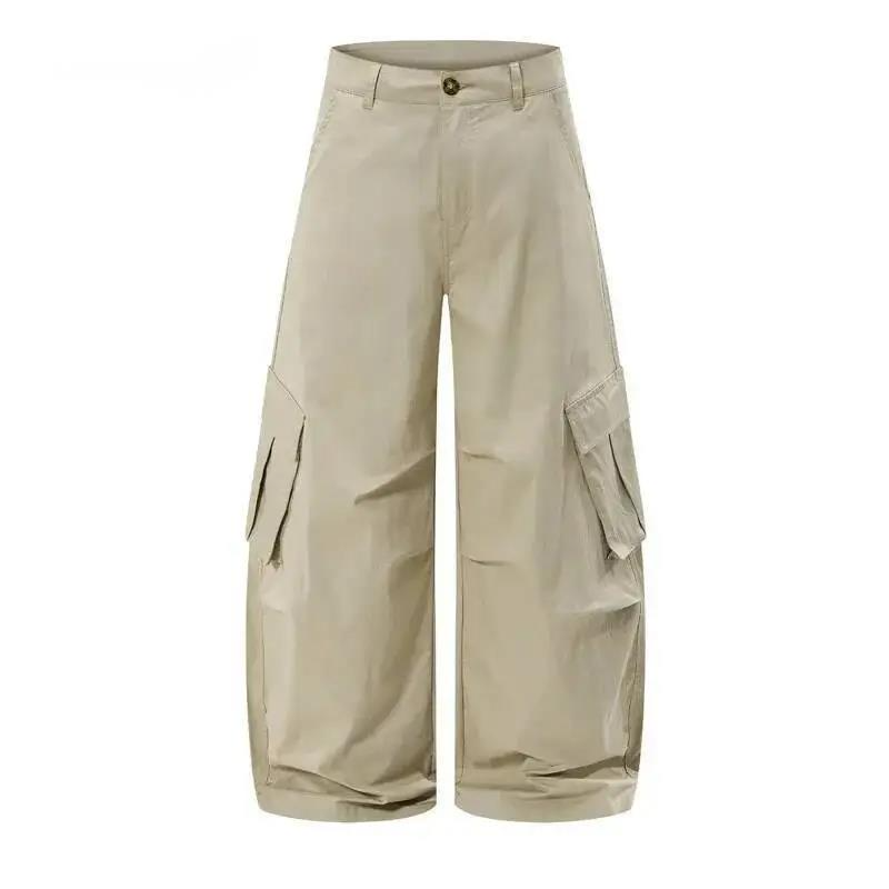 Men'S Fashion Khaki Pants - 夏のファッションメンズカロパンツ軽量通気性レトロカーキマルチポケットワイドレッグルーズカジュアルパンツ XPNW