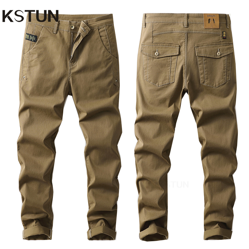 Men'S Fashion Khaki Pants - Kstun-メンズストレートパンツ,カジュアル,ベーシック,カーキ,ストリートウェア,オリジナル,トレンディ,デザイナー,ストレッチ,ファッション,ラージサイズ