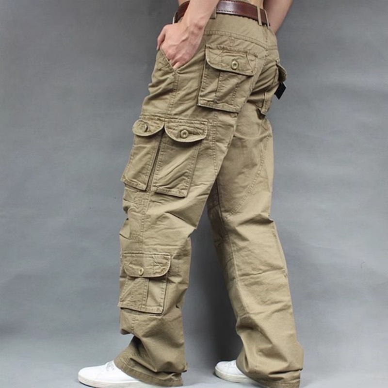 Men'S Fashion Khaki Pants - メンズファッションカジュアルカーゴパンツ、マルチポケットカーキパンツ、ストレートスラックス、ロングトラウザーズ、大きいサイズ38 40ボトムス