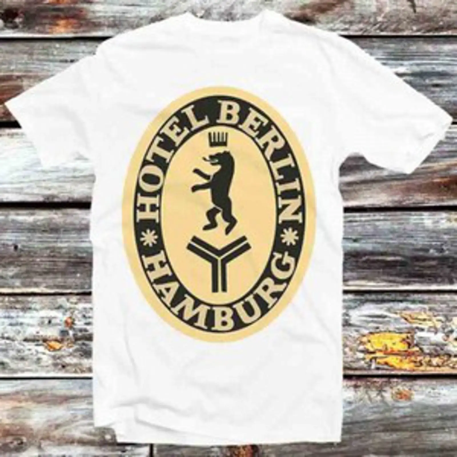 Men'S Fashion Hamburg - ホテルベルリンハンブルクオールドスクールロゴサインTシャツB1295ヴィンテージウォッシュドカジュアル多用途スタイリッシュファッションデザイナー服グラフィック