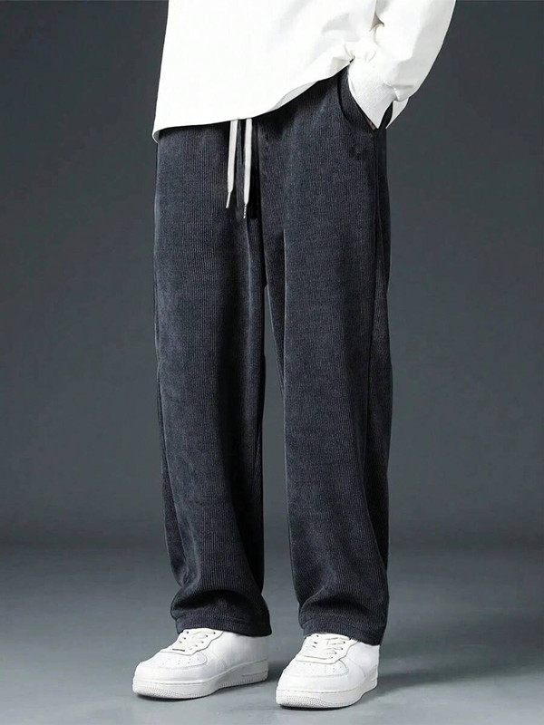 Men'S Fashion Khaki Pants - ストレートコーデュロイクラシック男性パンツカーキブラックグレーバギーファッション弾性ウエストズボンソフトストレッチカジュアル紳士服
