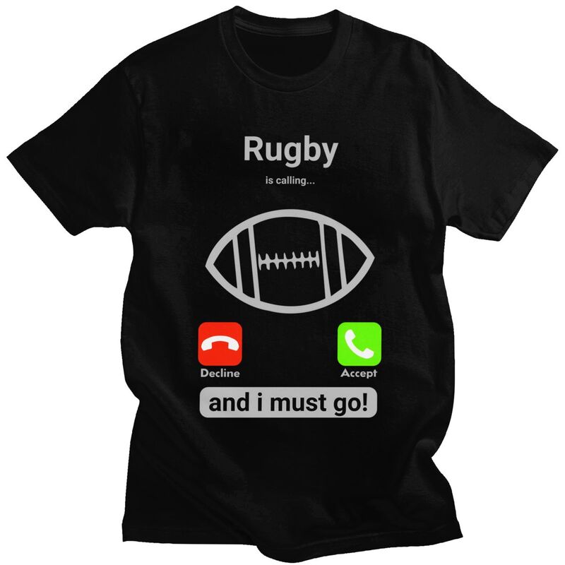Mens Fashion Rugby Shirts - ラグビーが呼んでいる、そして私は行かなければならない Tシャツ メンズ 半袖 100% コットン