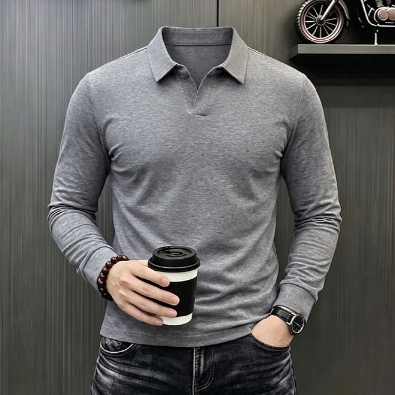 Men'S Fashion 2025 - メンズビジネスカジュアル長袖Tシャツ春秋快適通気性作業服トップフォーマルな機会に最適ポロシャツ男性用