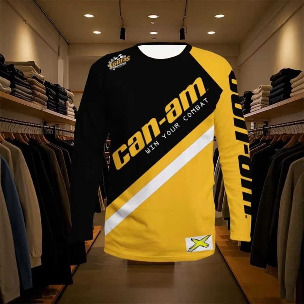 Men'S Fashion 2025 - バイクレース用長袖ラウンドネックTシャツ、男女兼用、ファッショナブルなCan Amチーム長袖Tシャツ、スポーツメンズウェア