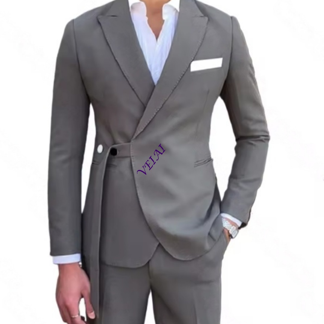 Mens Fashion Trajes - カスタマイズされた新しいメンズ2ピースファッションスーツ、ジャケットとパンツのセット、レジャー、ビジネス、ウェディング用、男性用トラジェ・オンブレ