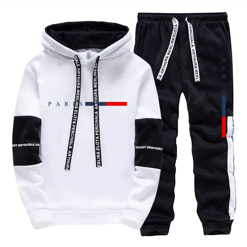 Men'S Fashion Trousers - メンズセット/パーカー/パンツ パリファッション 秋冬 カジュアル スポーツ フード付きプルオーバー＆スウェットパンツ