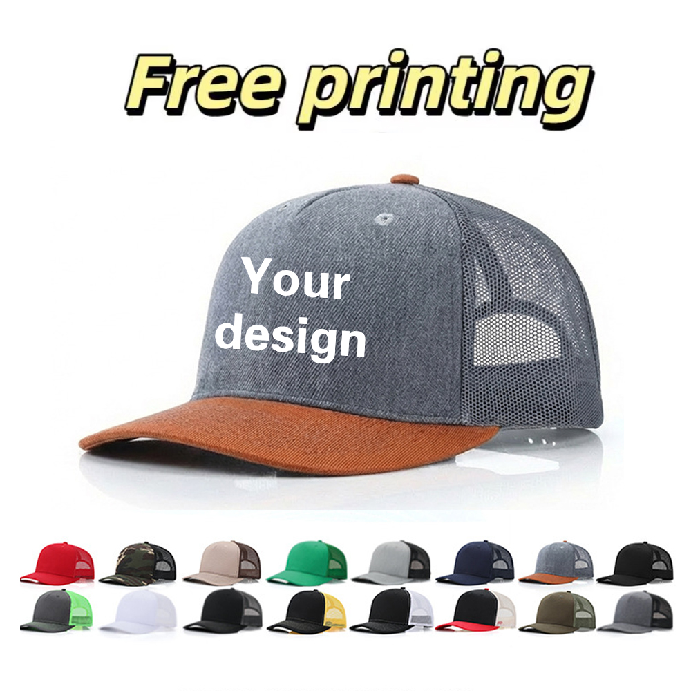 Trucker Hat Cap - カスタムキャッププリント ロゴ入り パーソナライズド社名デザイン メンズ サマー ホールメッシュ