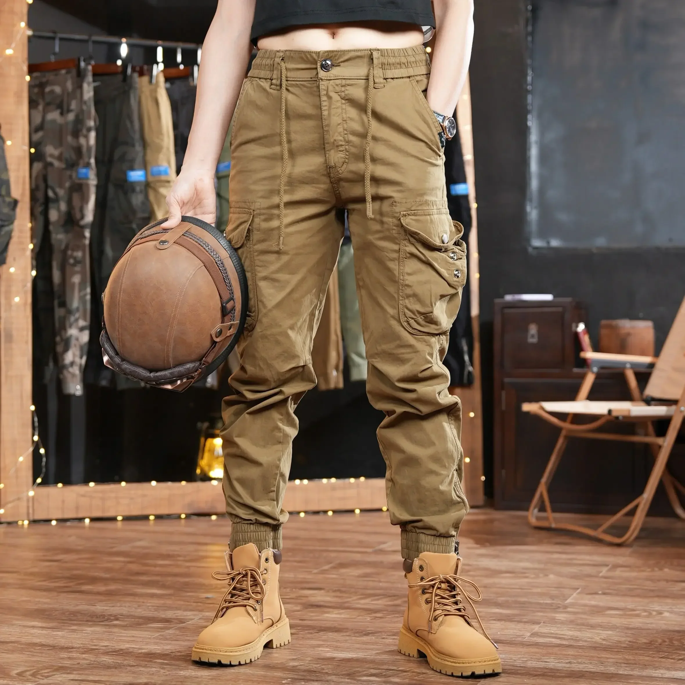 Men'S Fashion Khaki Pants - メンズマルチポケットアウトドアカーゴパンツ、khakiハイキングスリムパンツ、特大ストリートウェア、カジュアルスラックス、スラックスファッション、y2k
