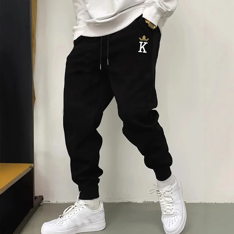 Men Fashion King - 2026 クラシックメンズキングプリントジョガーパンツ秋冬ファッションズボン男性ストリートカジュアルコンフォートフィットネススポーツスウェットパンツ