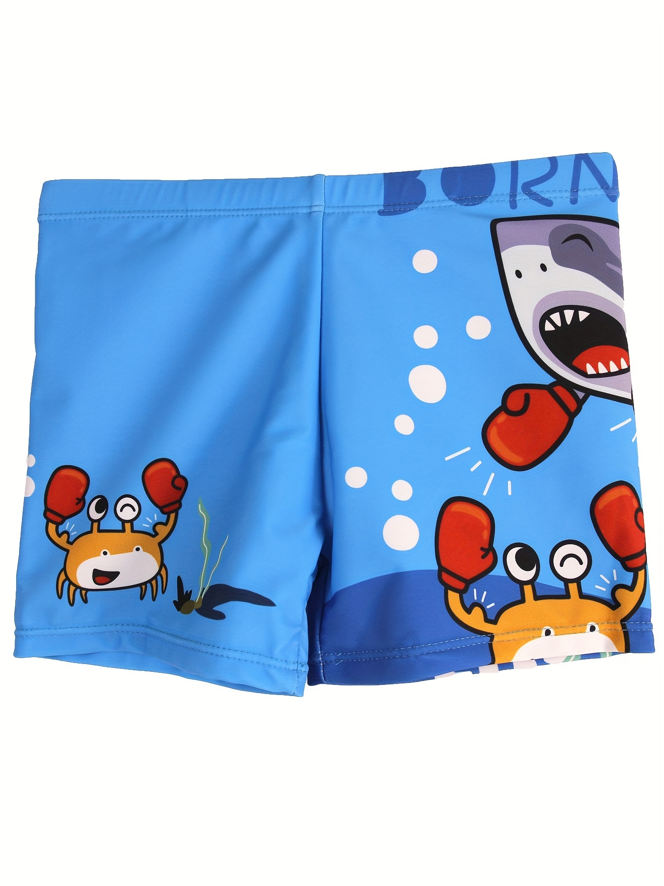 Swim Trunk Shorts - 子供のための漫画のボクシングクラウとサメのパターン水泳パンツ、速乾性の水着、弾性ウエストビーチショーツ、夏のvacat