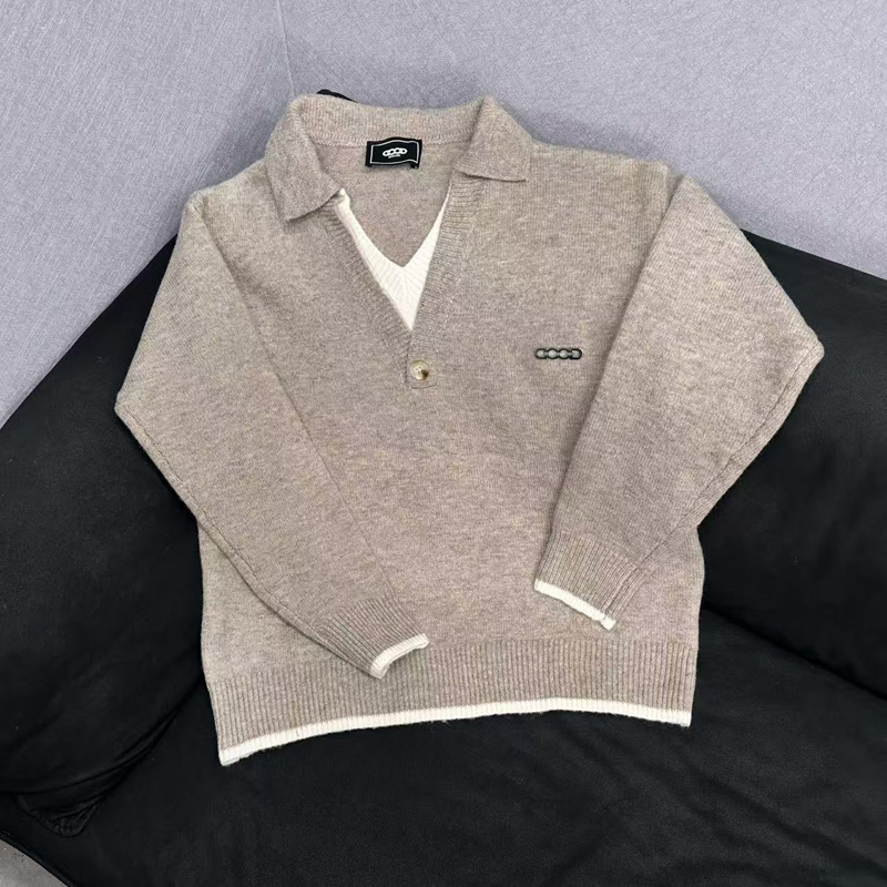 Men'S Fashion V Neck Sweater - 26ss 冬のファッションストリート新作 GOODBRAND セーター カラーブロック パッチワーク