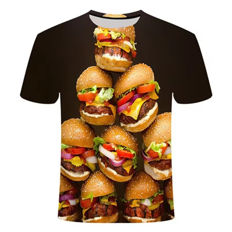 面白い食べ物柄3DプリントTシャツ メンズ レディース ハン - Men'S Fashion Hamburg のレビューと価格