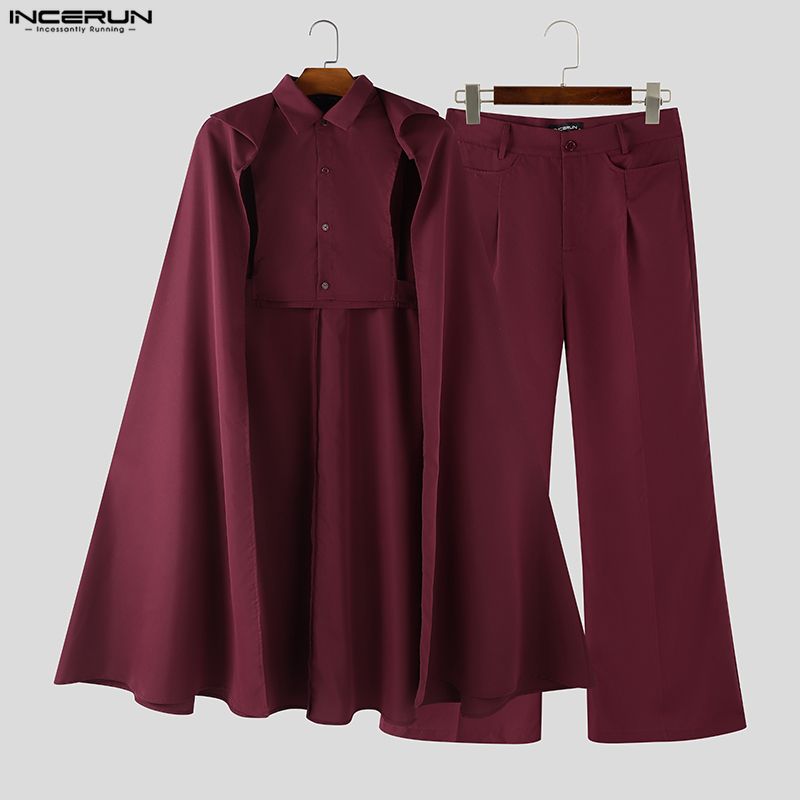 INCERUN 男性セットソリッドカラーラペルノースリーブ不 - Mens Fashion Suits のレビューと価格