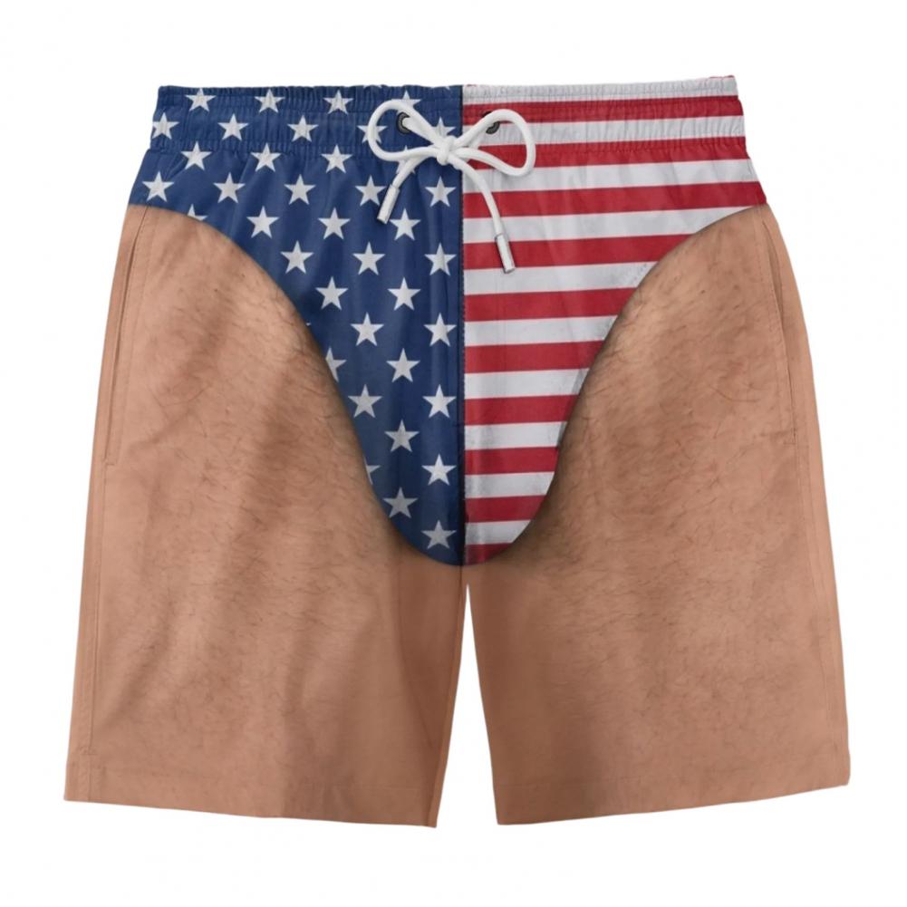 アメリカ国旗プリント ビーチショーツ 夏用スイムウェア ポケ - Swim Trunk Shorts のレビューと価格