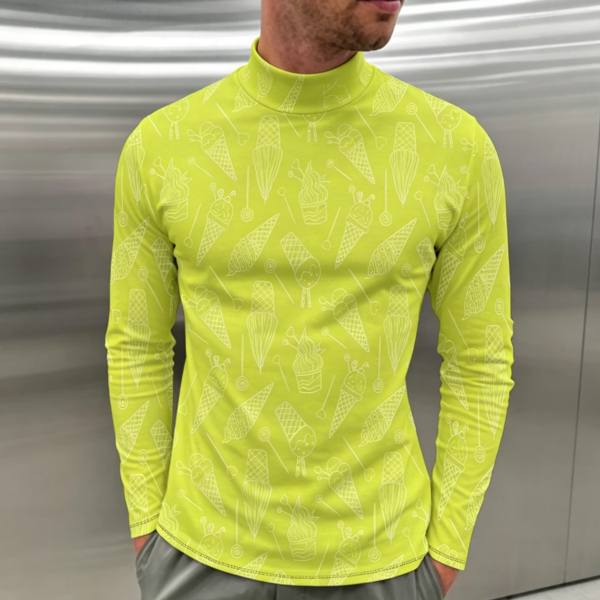 ノベルティデザートグラフィックメンズモックネック長袖シャツス - Mens Fashion Streetwear のレビューと価格