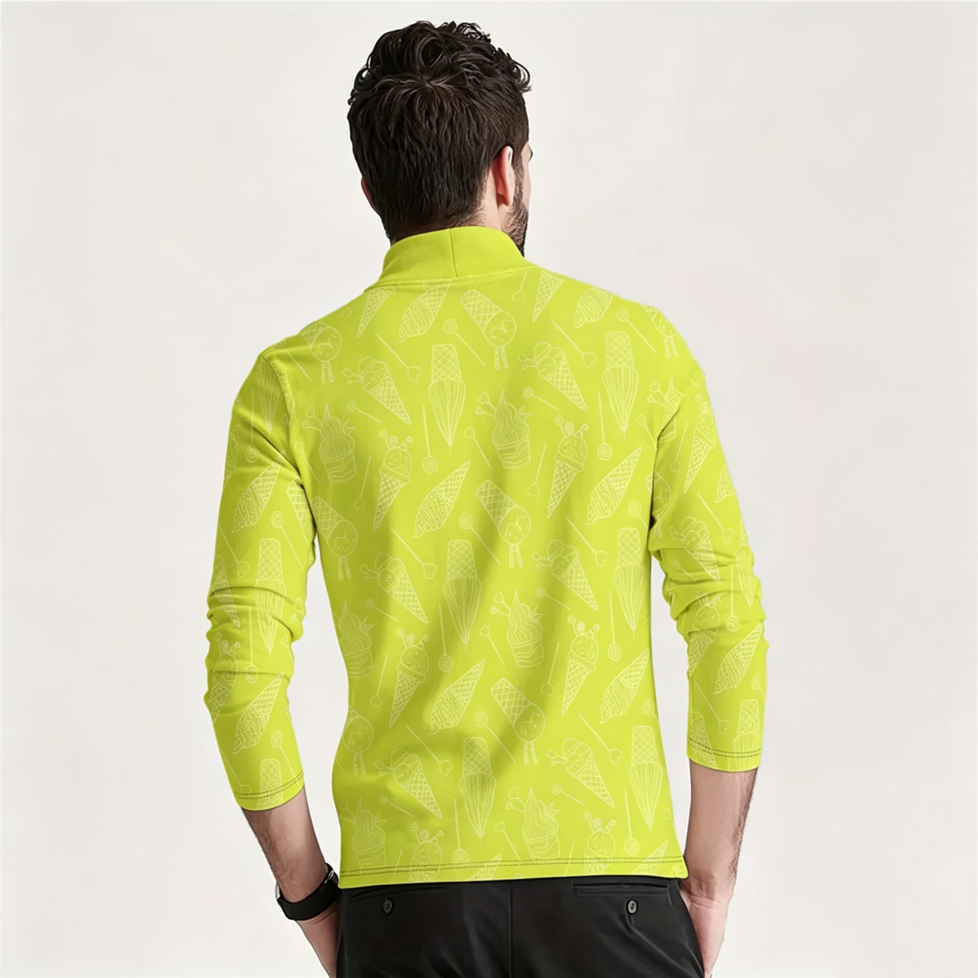 ノベルティデザートグラフィックメンズモックネック長袖シャツス - Mens Fashion Streetwear のレビューと価格