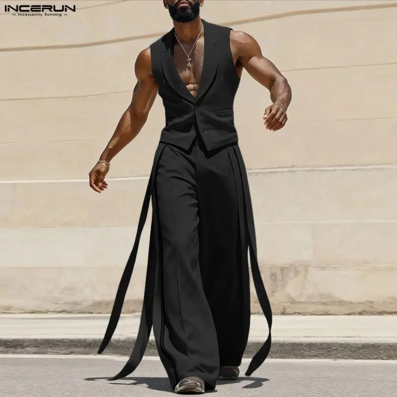INCERUN メンズセットアップ 無地 Vネック ノースリ - Mens Fashion Suits のレビューと価格