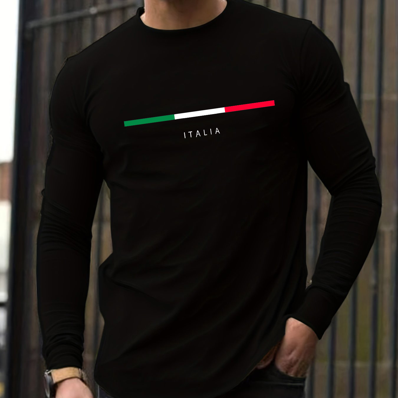100% 純綿メンズ長袖ラウンドネックルーズイタリア柄プリン - Mens Fashion Casual のレビューと価格