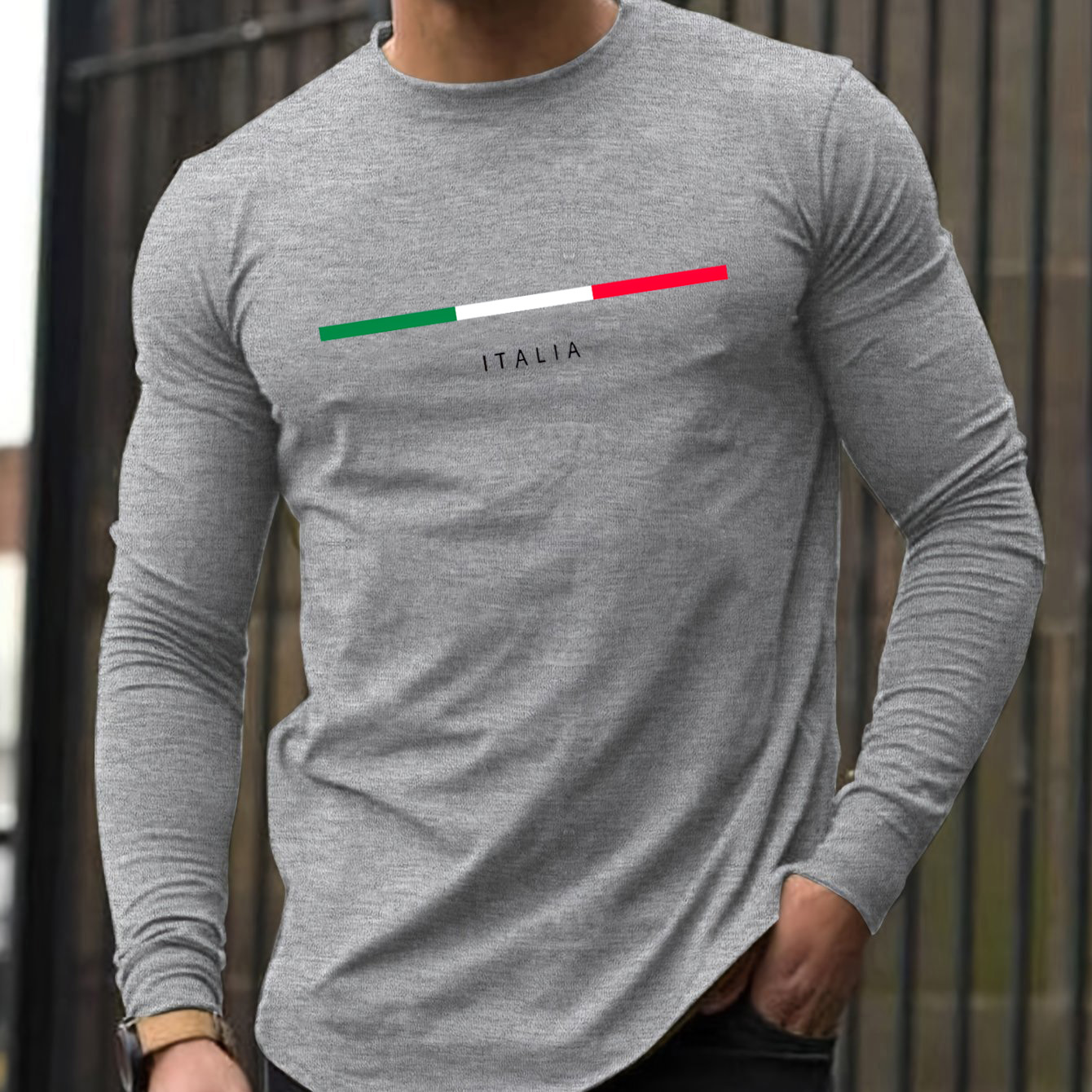 100% 純綿メンズ長袖ラウンドネックルーズイタリア柄プリン - Mens Fashion Casual のレビューと価格