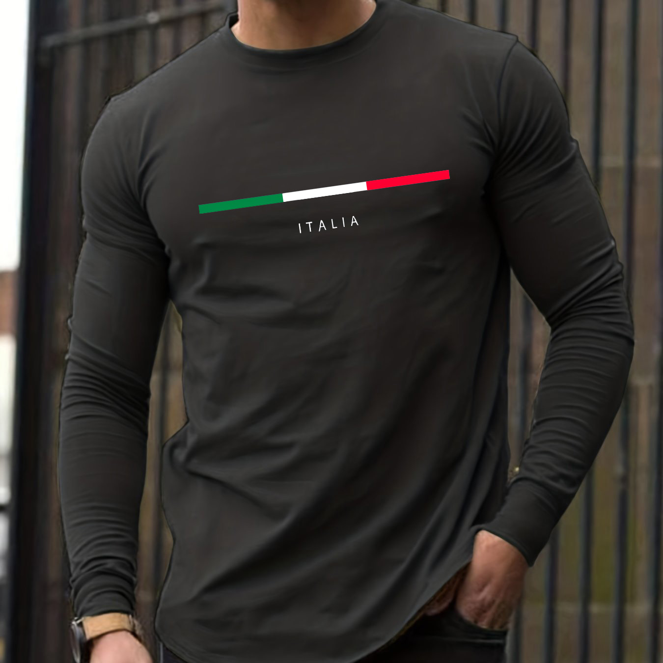 100% 純綿メンズ長袖ラウンドネックルーズイタリア柄プリン - Mens Fashion Casual のレビューと価格