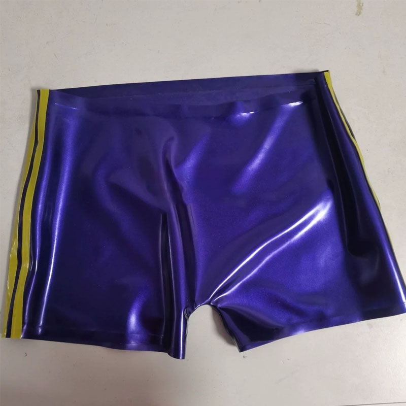 メンズ メタリックパープルブルー ラテックス ローウエスト  - Swim Trunk Shorts のレビューと価格
