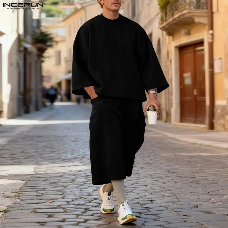 INCERUN メンズセット ソリッドカラー バギー 3/4 - Mens Fashion Suits のレビューと価格