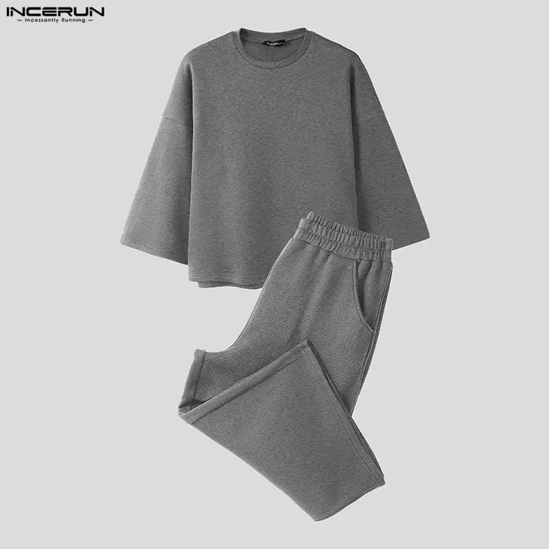 INCERUN メンズセット ソリッドカラー バギー 3/4 - Mens Fashion Suits のレビューと価格