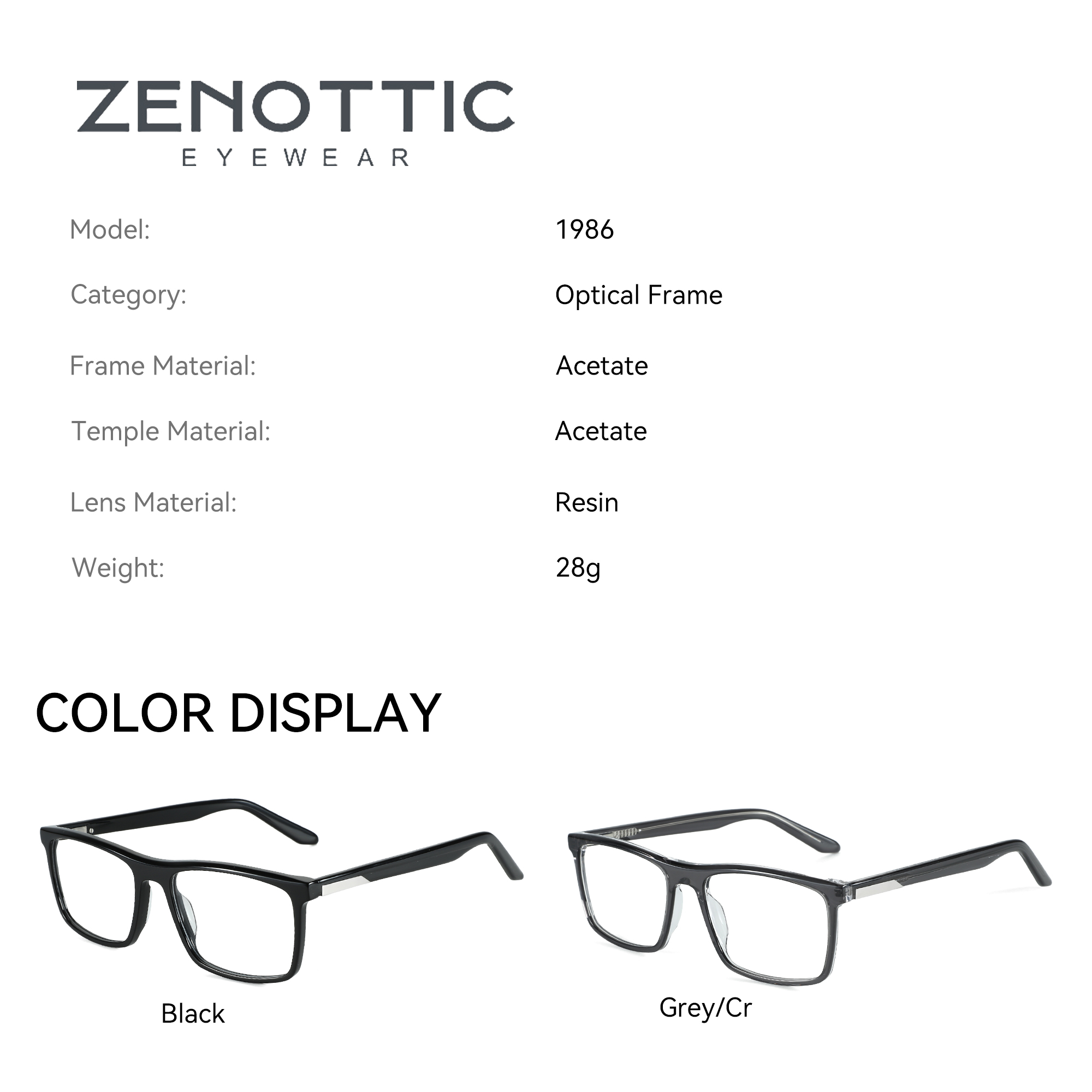 Zenottic-acetate光学メガネ,大きな四角いフレ - Men'S Fashion Non Prescription Glasses のレビューと価格