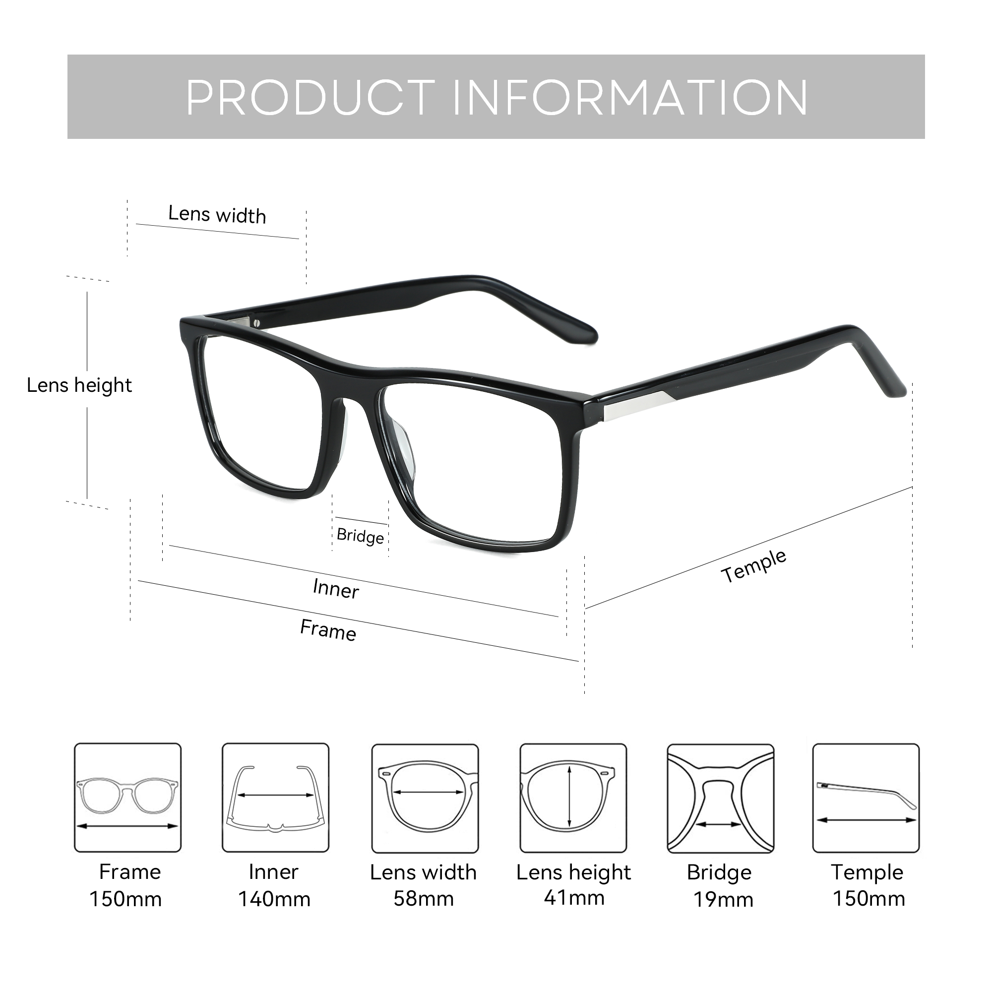 Zenottic-acetate光学メガネ,大きな四角いフレ - Men'S Fashion Non Prescription Glasses のレビューと価格