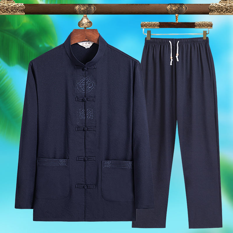 高品質メンズファッショナブルな唐服、純シルク軽量長袖セット、 - Mens Fashion Suits のレビューと価格