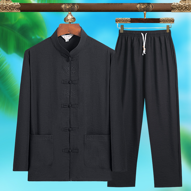 高品質メンズファッショナブルな唐服、純シルク軽量長袖セット、 - Mens Fashion Suits のレビューと価格