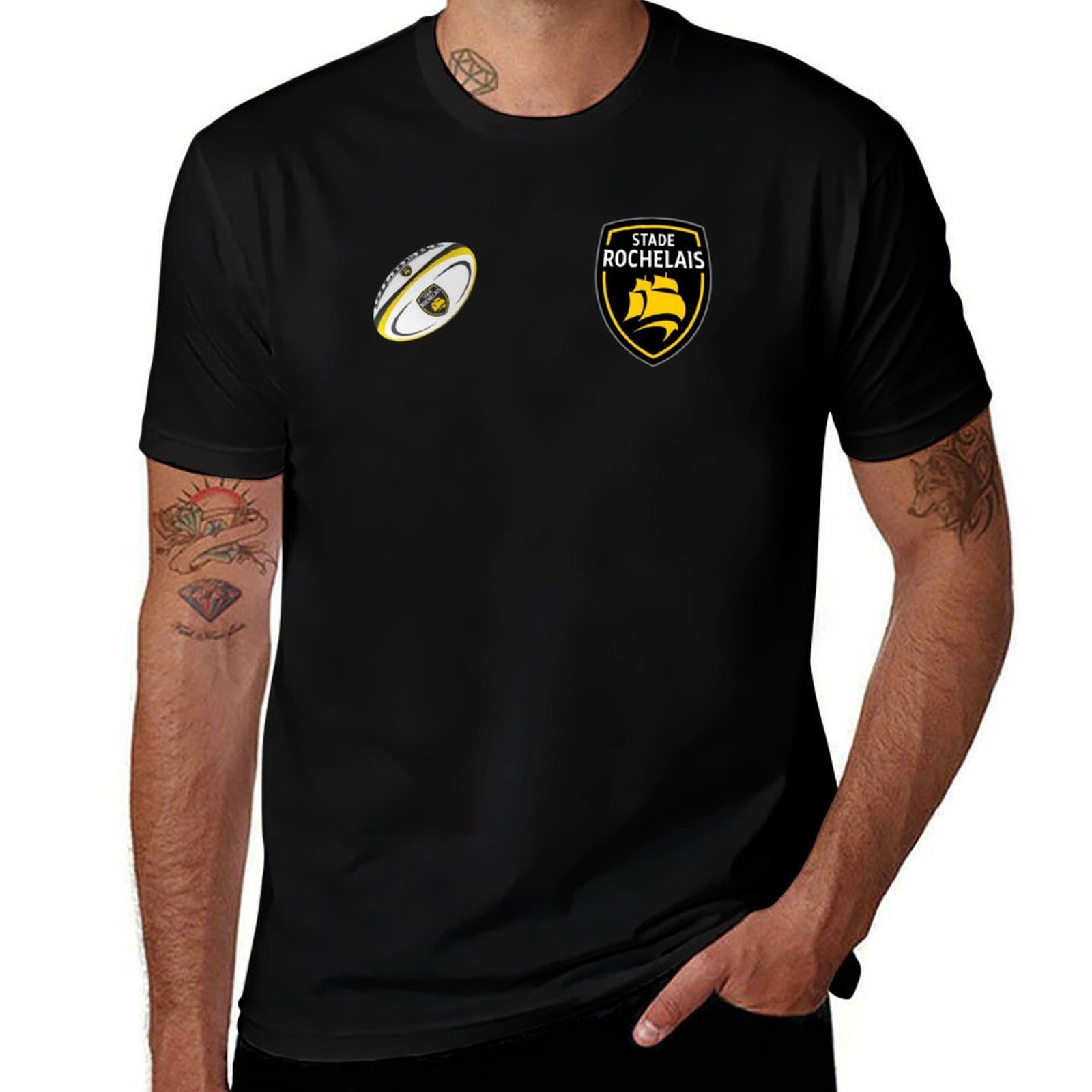 Stade Rochelais ラグビーデザイン Tシャツ  - Mens Fashion Rugby Shirts のレビューと価格