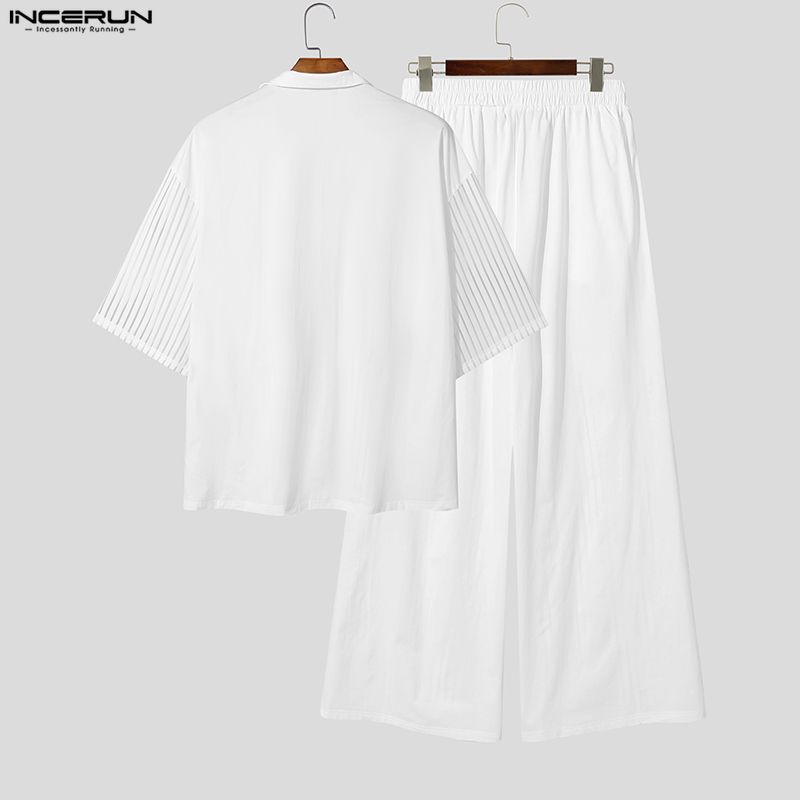INCERUN メンズセットストライプメッシュシースルーラペ - Mens Fashion Streetwear のレビューと価格