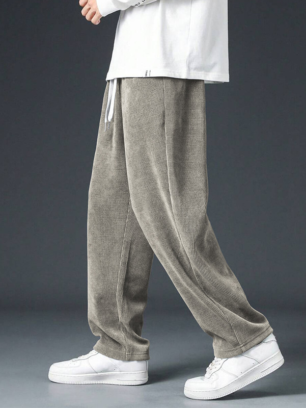ストレートコーデュロイクラシック男性パンツカーキブラックグレ - Men'S Fashion Khaki Pants のレビューと価格