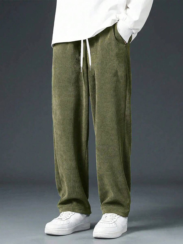 ストレートコーデュロイクラシック男性パンツカーキブラックグレ - Men'S Fashion Khaki Pants のレビューと価格