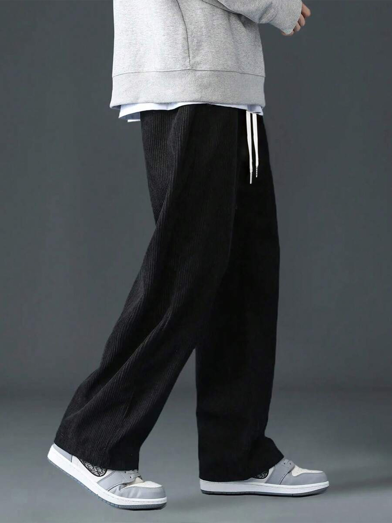 ストレートコーデュロイクラシック男性パンツカーキブラックグレ - Men'S Fashion Khaki Pants のレビューと価格
