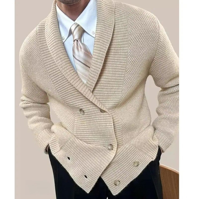 メンズ カジュアル ルーズフィット ニットカーディガン グリ - Men'S Fashion V Neck Sweater のレビューと価格