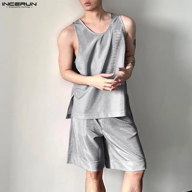 INCERUN メンズセット光沢のある固体 O ネックノース - Mens Fashion Casual のレビューと価格