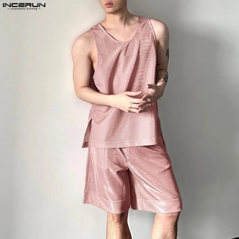 INCERUN メンズセット光沢のある固体 O ネックノース - Mens Fashion Casual のレビューと価格
