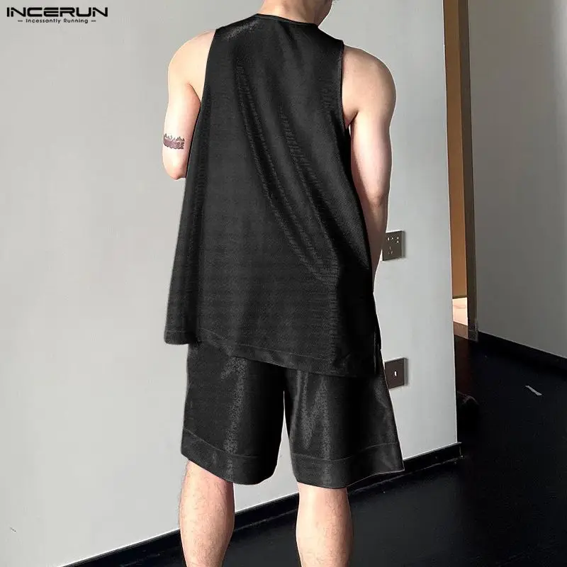 INCERUN メンズセット光沢のある固体 O ネックノース - Mens Fashion Casual のレビューと価格