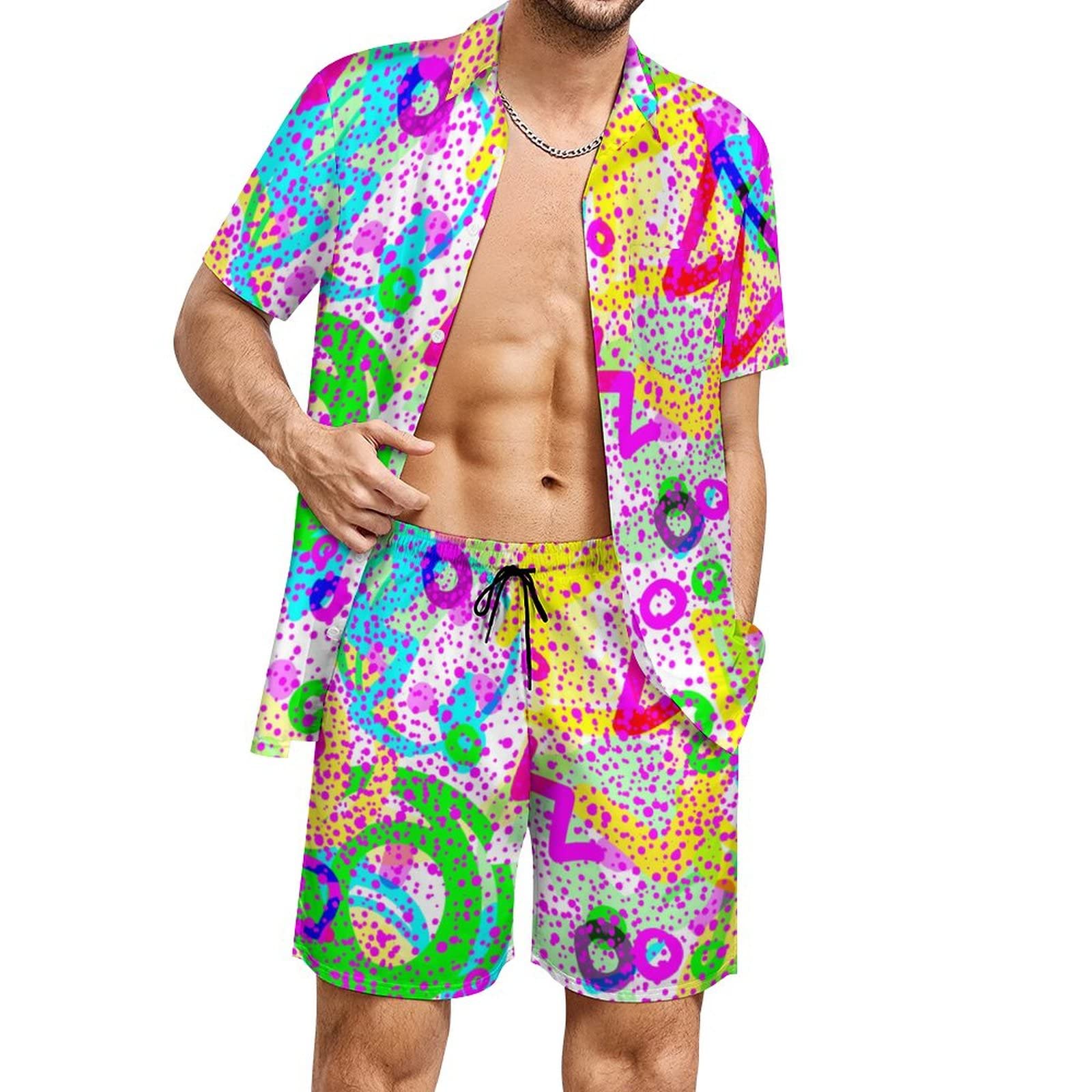 夏用不規則幾何学模様3Dプリントメンズシャツセットファッショ - Mens Fashion Suits のレビューと価格