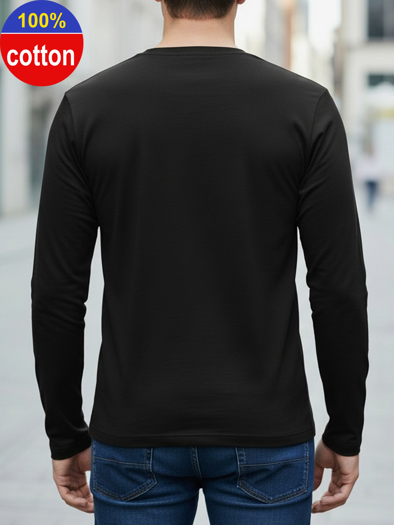 100% ピュアコットンメンズ長袖ラウンドネックルーズオート - Mens Fashion Casual のレビューと価格