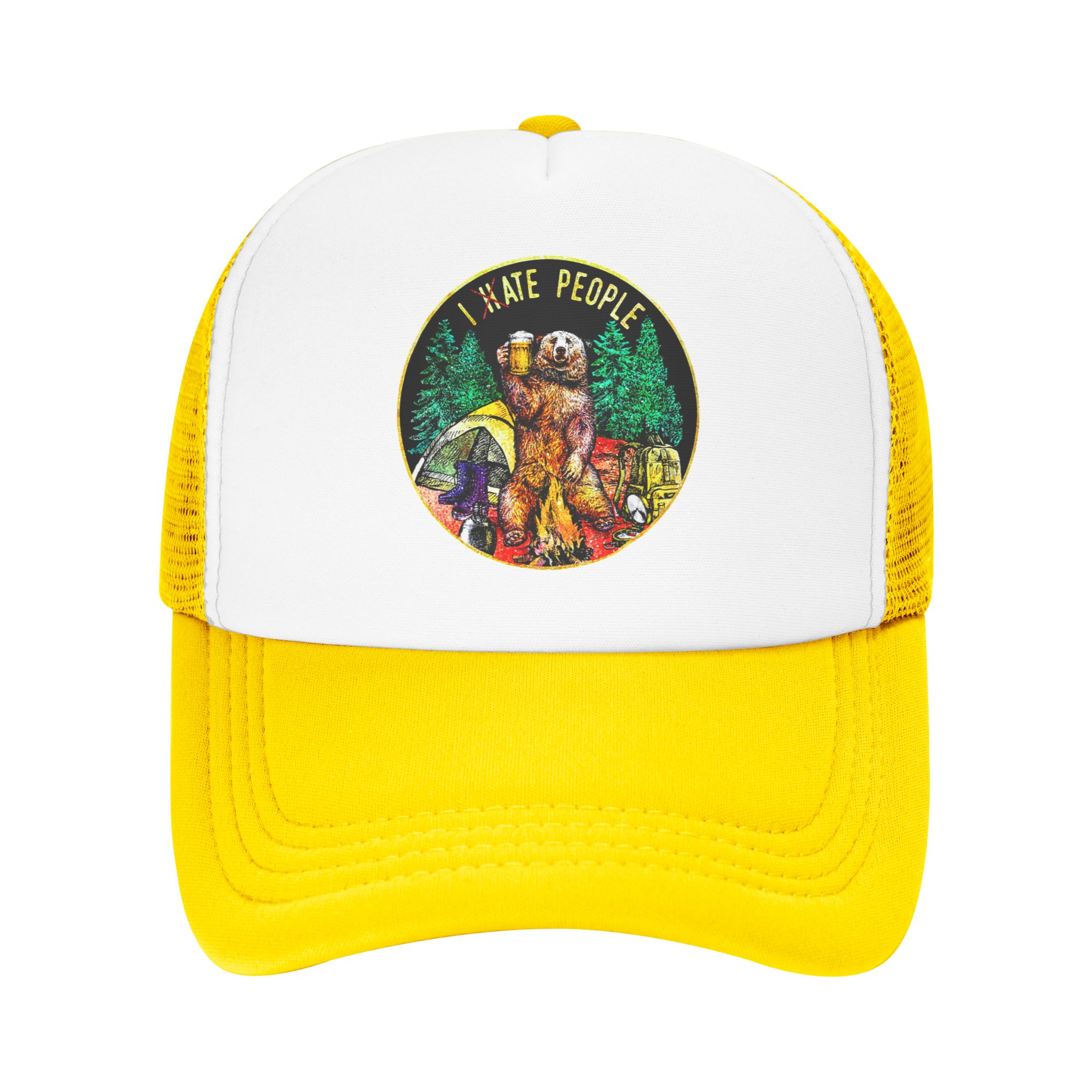 I Hate People Bear キャンプ野球帽 アウト - Trucker Hat Cap のレビューと価格