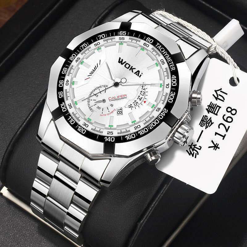 メンズスポーツウォッチ,ファッショナブルなステンレススチール - Men'S Fashion Quartz Watch Wokai のレビューと価格