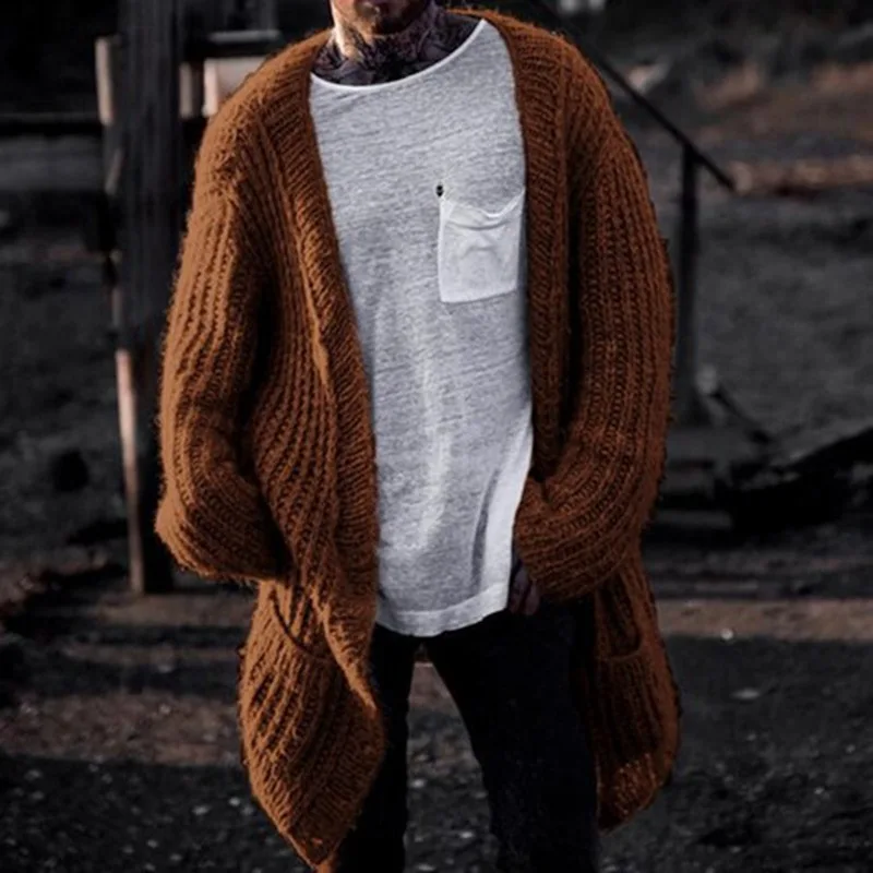 メンズ韓国スタイルの厚手の針カーディガンセーター,ミッドロン - Men'S Fashion V Neck Sweater のレビューと価格