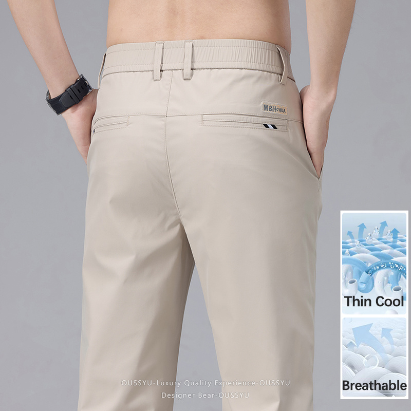 夏薄型メンズカジュアルパンツファッション通気性弾性ウエストス - Men'S Fashion Khaki Pants のレビューと価格
