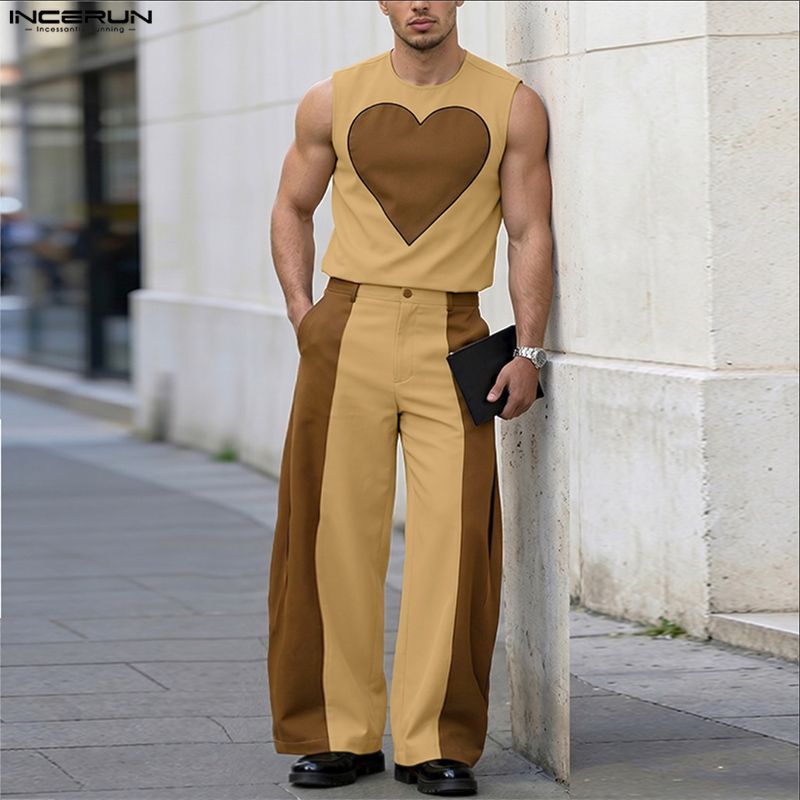 INCERUN メンズセット パッチワーク カラーブロック  - Mens Fashion Casual のレビューと価格