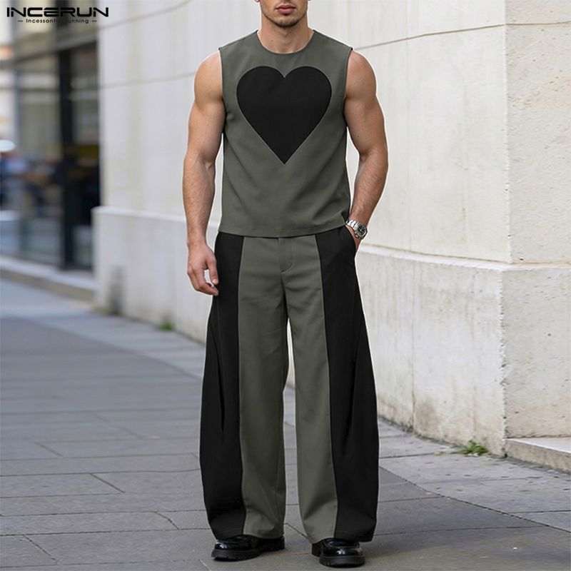 INCERUN メンズセット パッチワーク カラーブロック  - Mens Fashion Casual のレビューと価格