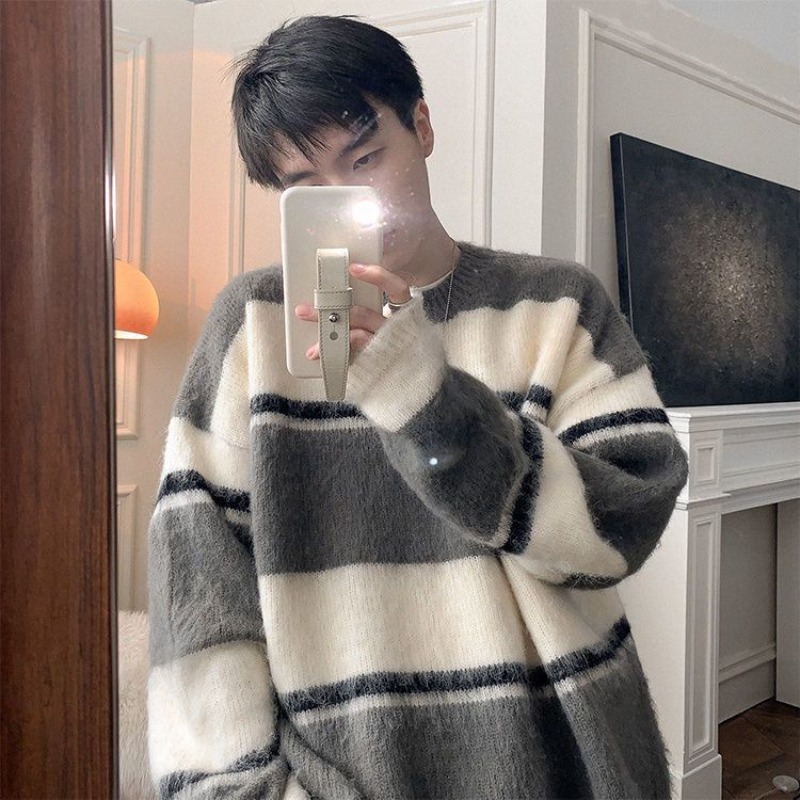 春秋プルオーバー メンズ 厚手 ブルーストライプニットウェア - Men'S Fashion Deals のレビューと価格