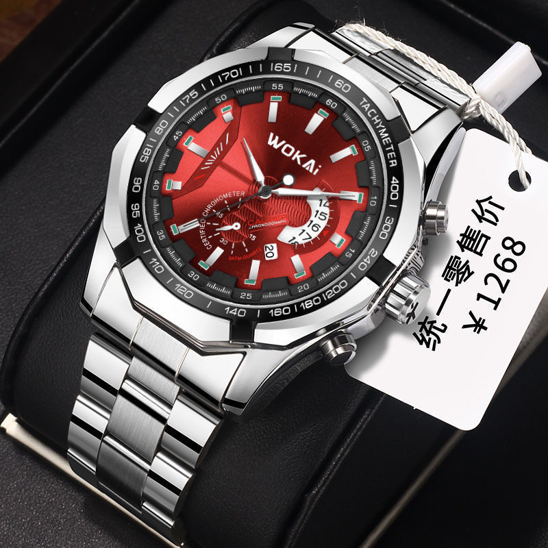 Wokai-メンズレッドスポーツウォッチ,メカニカル,イミテ - Men'S Fashion Quartz Watch Wokai のレビューと価格